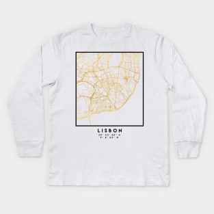 LISBON PORTUGAL CITY STREET MAP ART Kids Long Sleeve T-Shirt